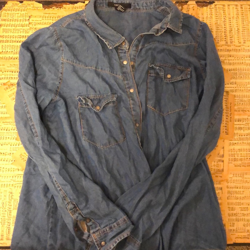 Forever 21 jean button-up